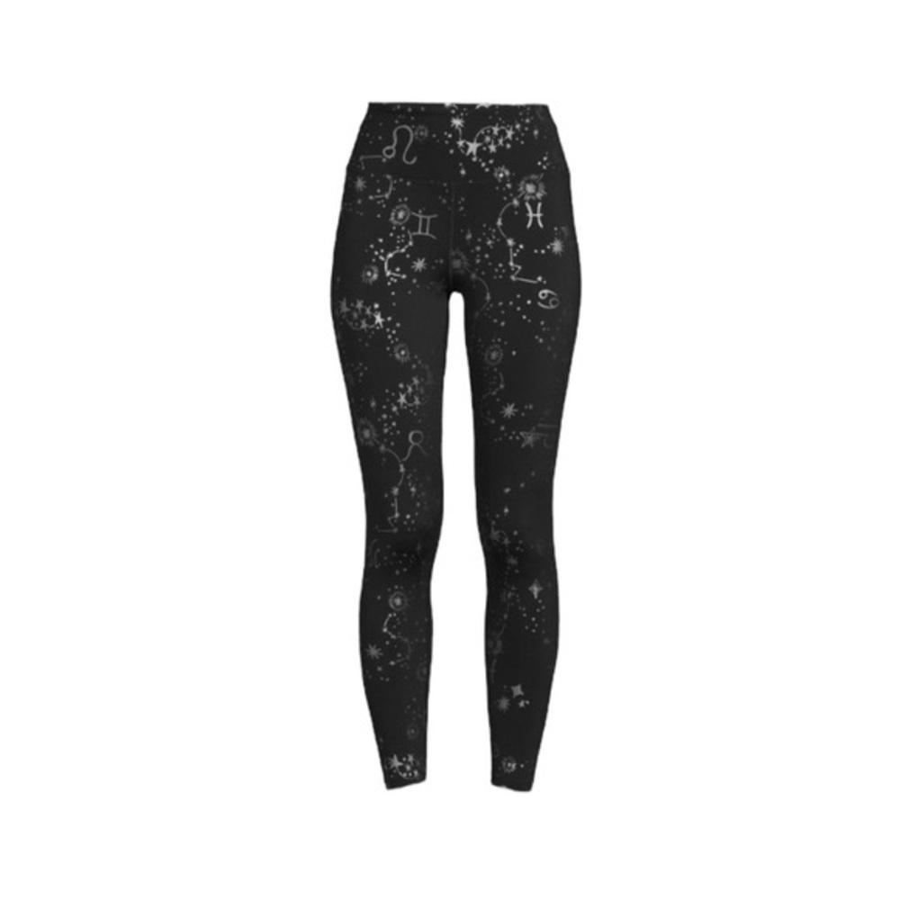 Nanette Lepore Black Leggings with Silver Constellation Print